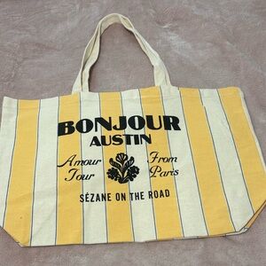 Sezane Yellow and Cream Tote Bag